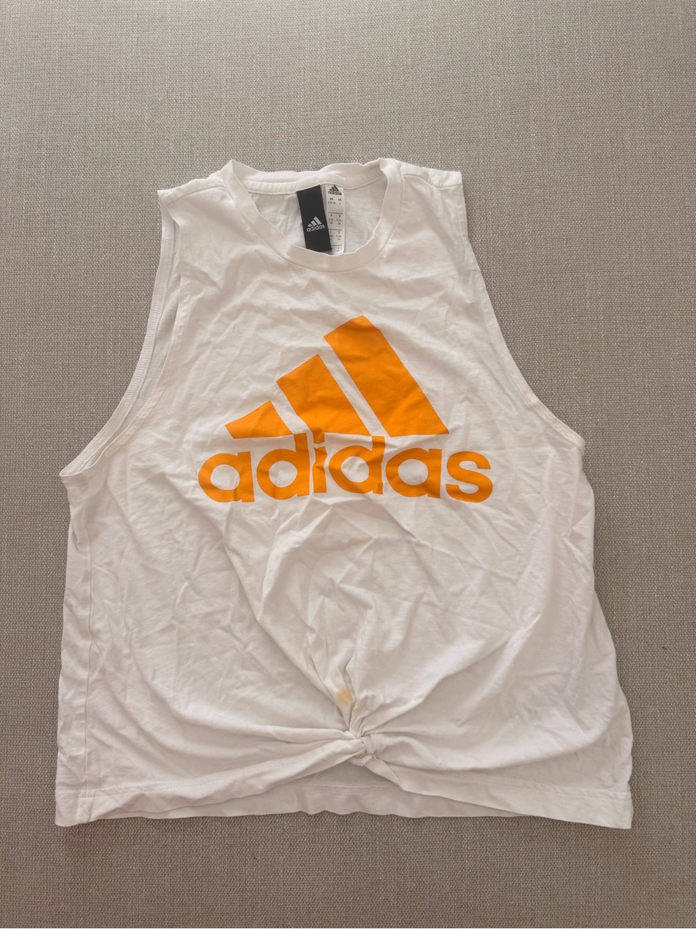 adidas White Tank Top with Orange Logo